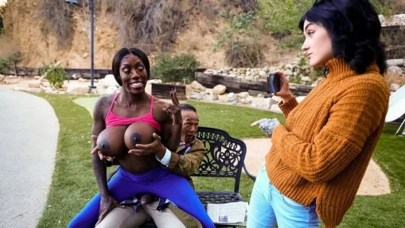 ⁣◤Brazzers◢ Nasty Old Bench Flasher Meets Thirsty Jogging Nymph ►Chong Dong, Ebony Mystique 