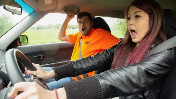 ◤Fake Driving School◢ Instructor Licks Cute Learners Ass ►Cindy Shine, Kristof Cale 