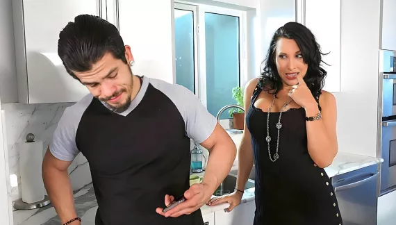 Lezley Zen fucking in the kitchen counter with her big tits #My Friends Hot Mom 