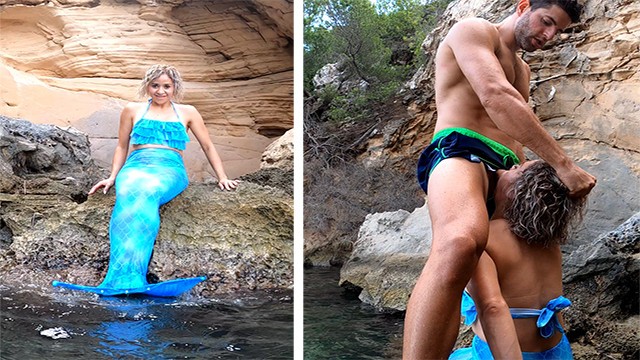 Damn, you really are a li*** mermaid! - porn video  