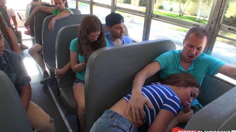 Public sex of students on a public bus - porn video  