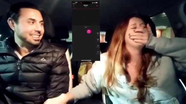 A girl gets an orgasm in the car while jerking off his dick - porn video  