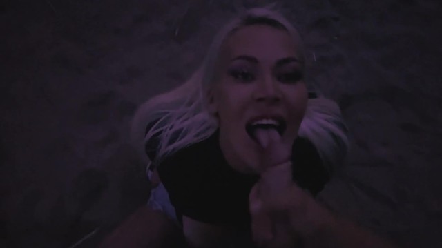 A dark night is the perfect time to le*** on her tongue - porn video  
