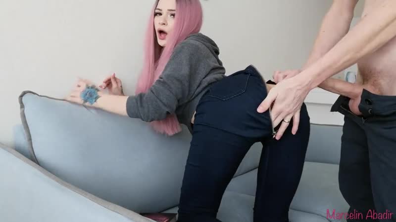 Ba*** in jeans gets a dick between her legs [interracial sex blowjob mulatto German porn teens ass pornstar fuck machin - porn video  