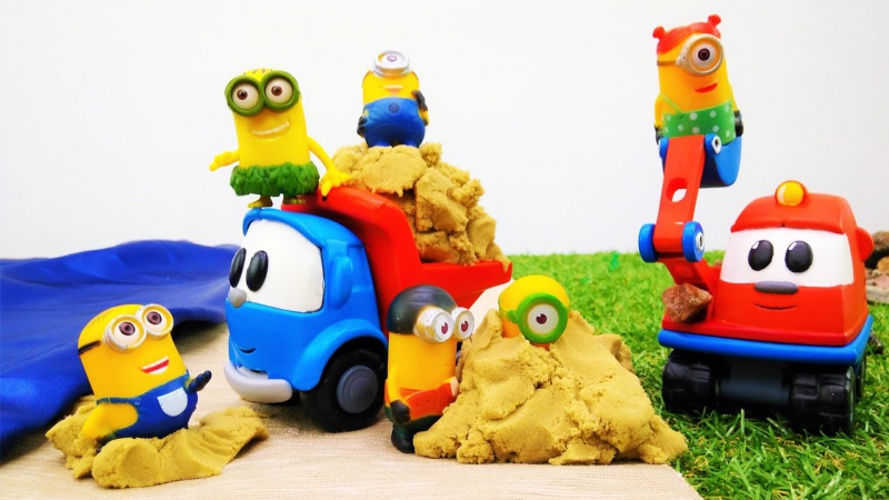 Levas truck and video about #cars: Leva and friends make a beach for MINIONS! Levas car - porn video  
