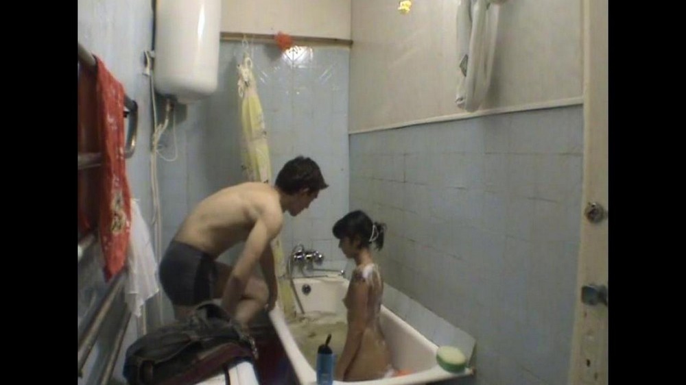 Sister and brother commit incest in the bathroom - porn video  