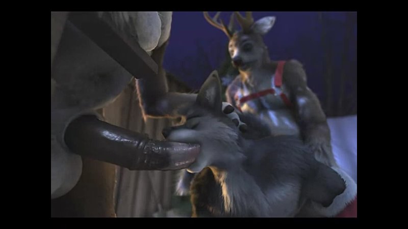 3D Gay Yiff by H0rs3 Furry Porn Sex E621 Raindeer double penetration femboy wolf christmas - porn video  