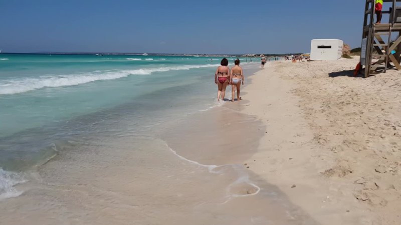 Walking tour Platja des Trenc nude beach, Nudist beach walk, Mallorca (Majorca), Spain 4K - porn video  