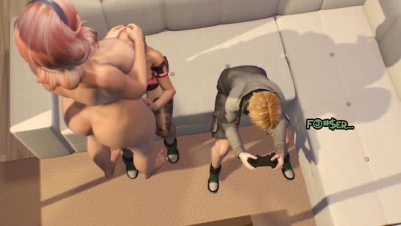 3D Shemale Mom fuck te*** daughter - Cartoon Tranny fucks Girl while the son played on the console 3D Futanari Animation - porn video  