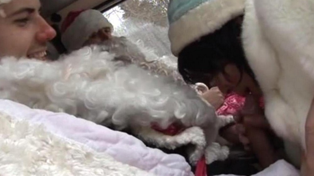 Two drunken Santa Claus fucked Snow Maiden - porn video  
