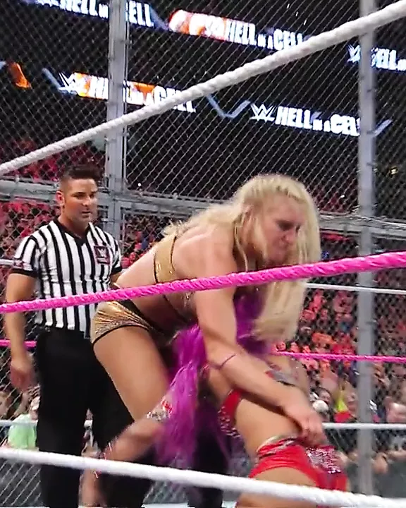 WWE - Sasha Banks gets thrown by Charlotte Flair - porn video  