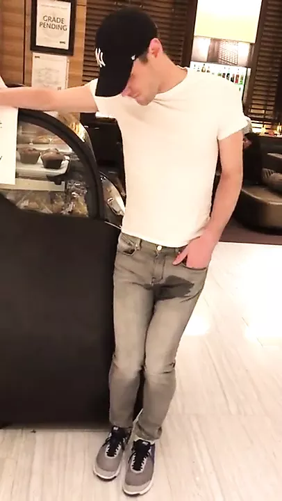Boy piss in his pants in public - porno video  
