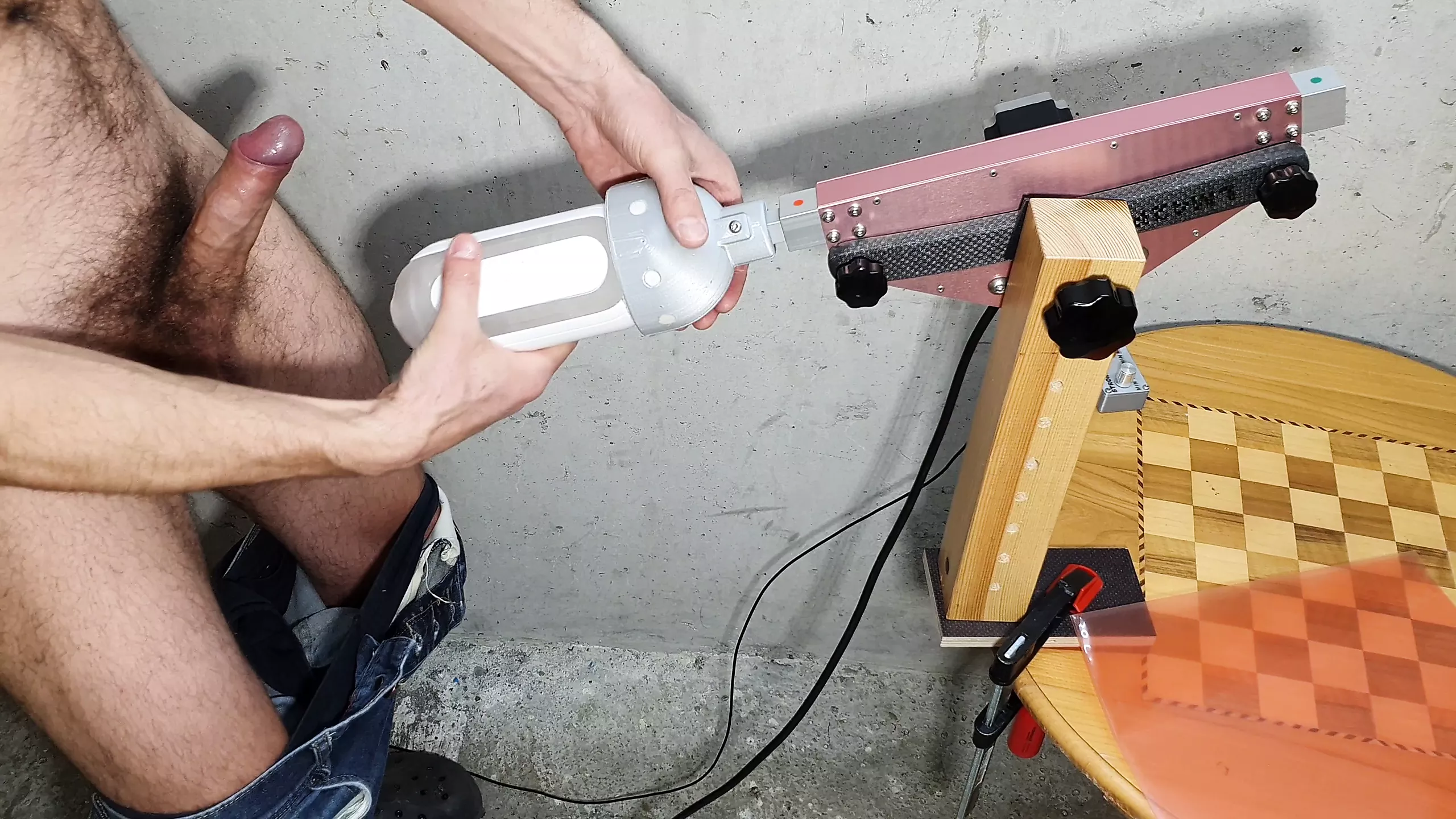 Male Sex Toy Masturbation with a Fucking Machine - porn video  
