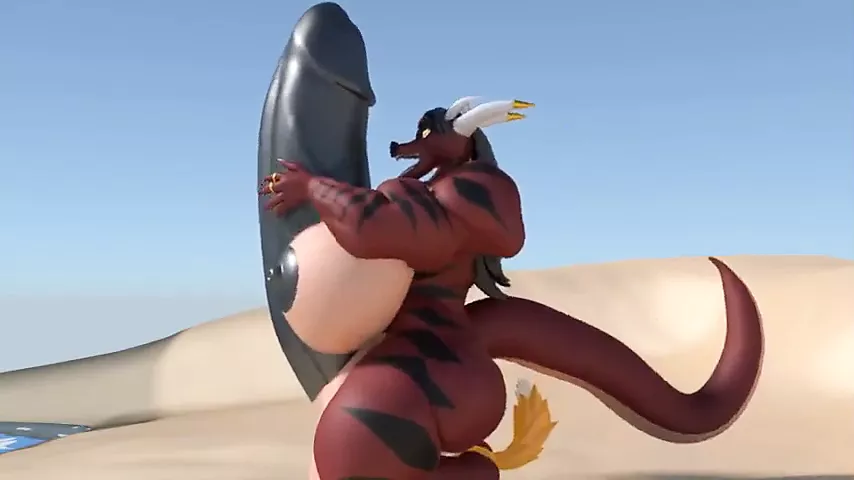 Renamon futanari & a futa dragon – cum inflation and growth - porn video  