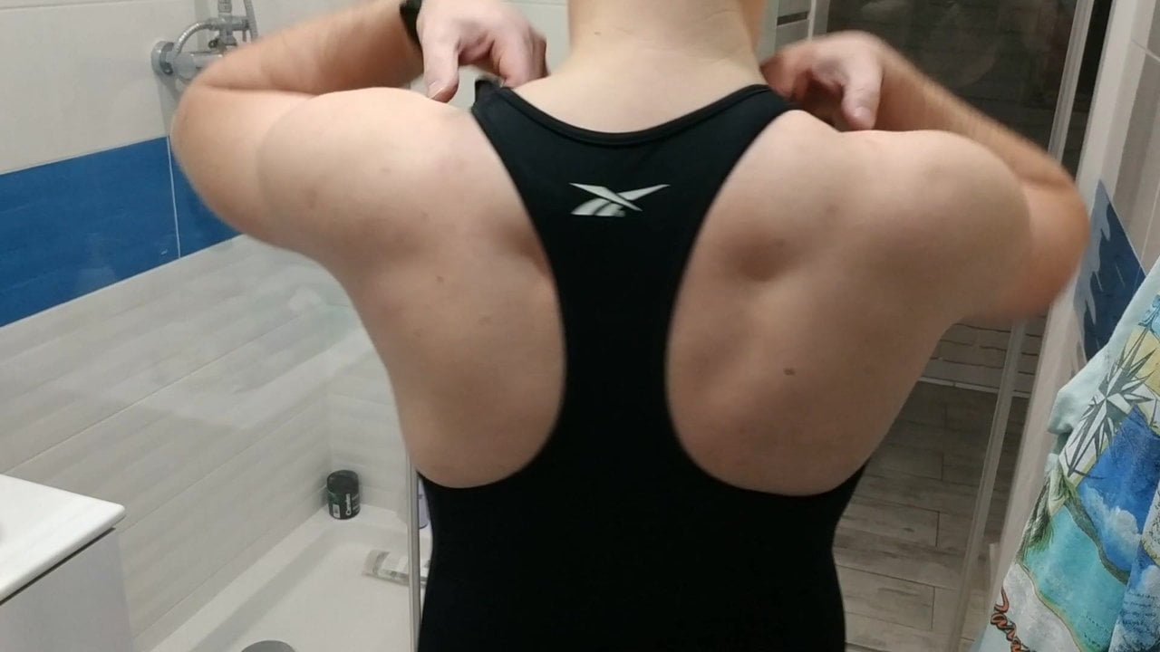 Black Reebok one piece swimsuit - porn video  