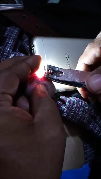 Asian cuts her penis frenulum - porn video  