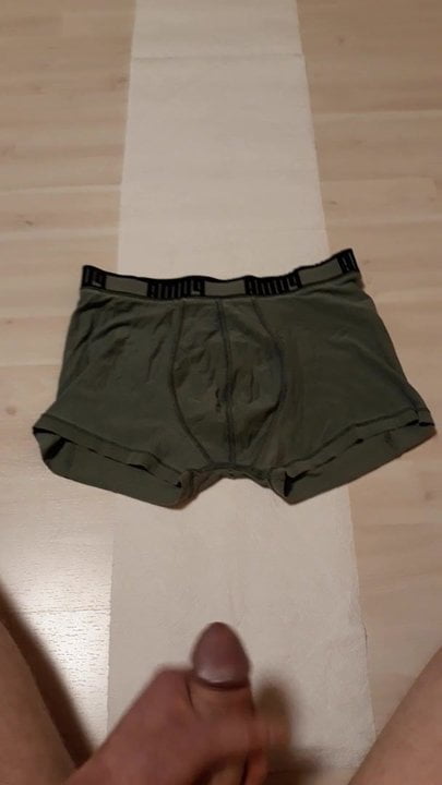 Boy sprays a cumshot over his Puma Underwear - porn video  