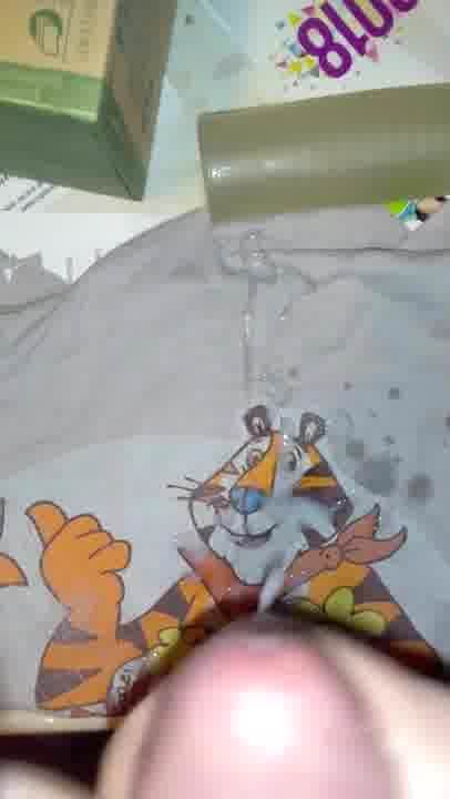 Shooting 7 day load on Tony the tiger - porn video  