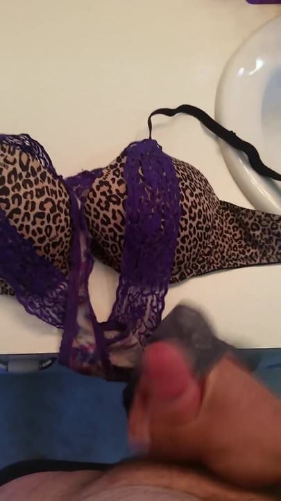 Cum on Tashas Leopard print bra and lace panties - porn video  