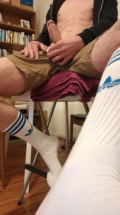 Wanking out a big load on my adidas socks - porn video  