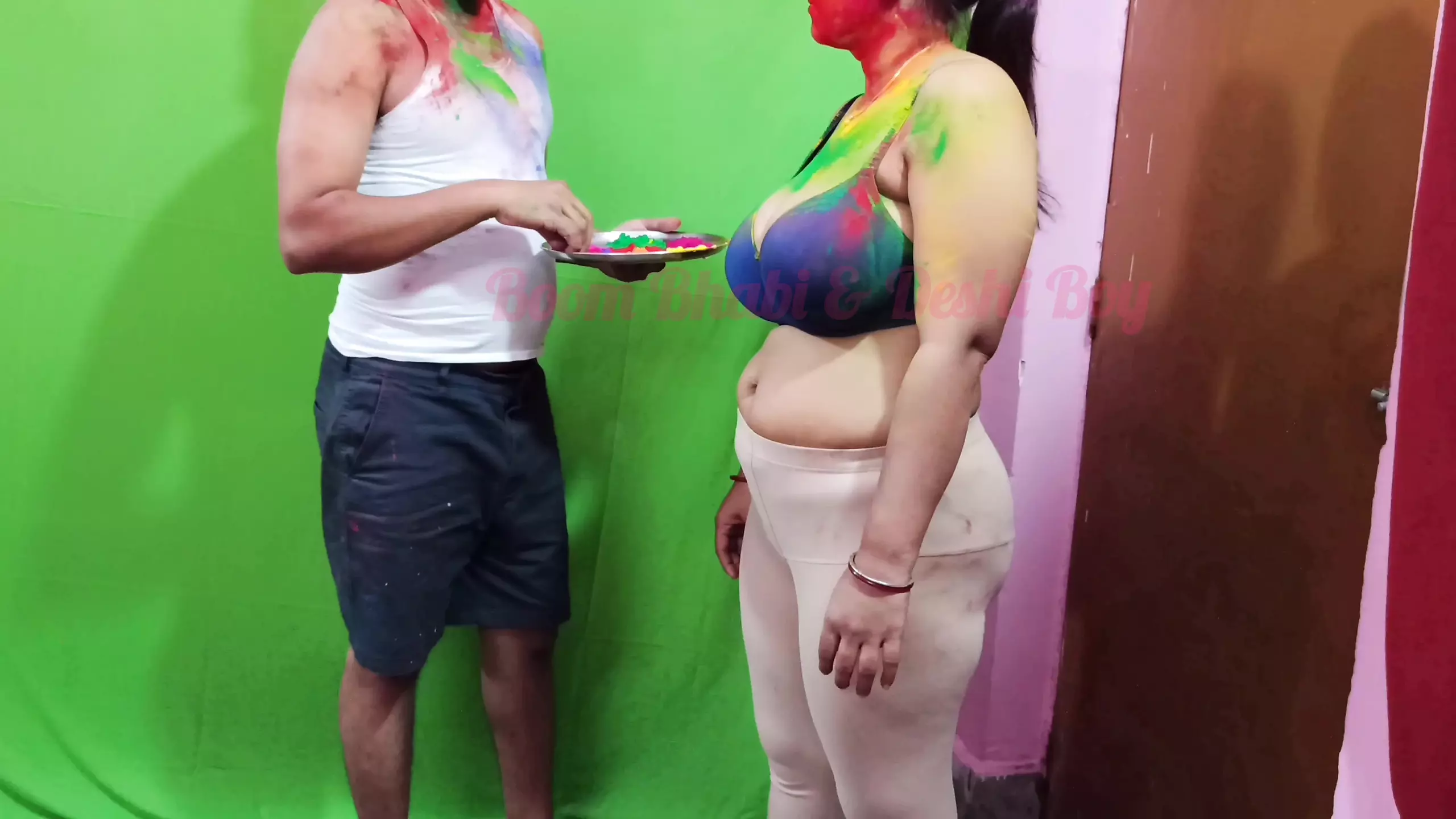On Holi, brother-in-law fucked his beggar sister-in-law after wearing a female condom.. full Hindi talking - porn video  