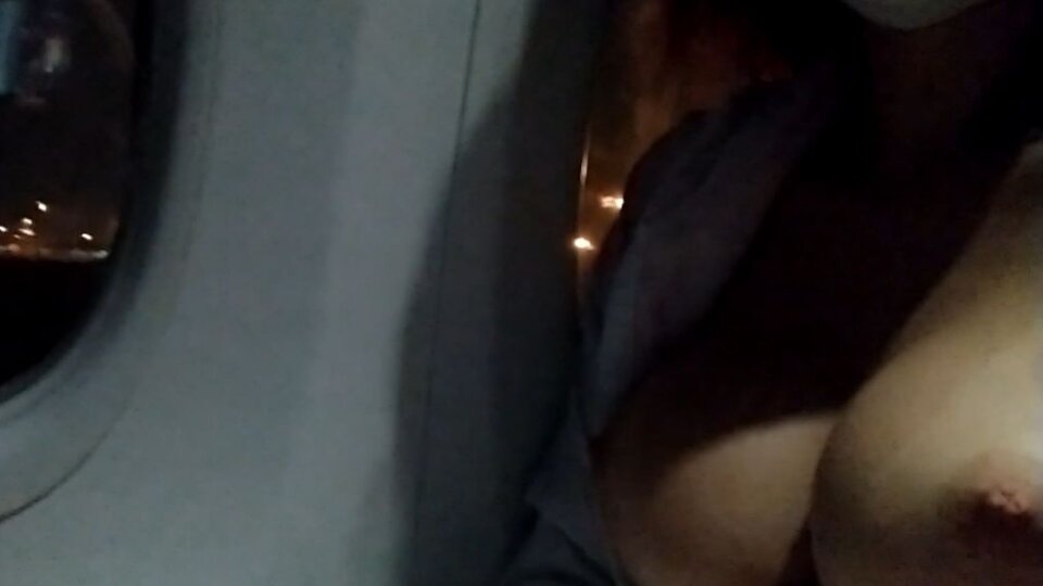 Bored on the flight and of course I got boobs out - porn video  
