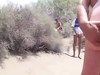 Letting wife give handjob to stranger at the beach TTT - porn video  