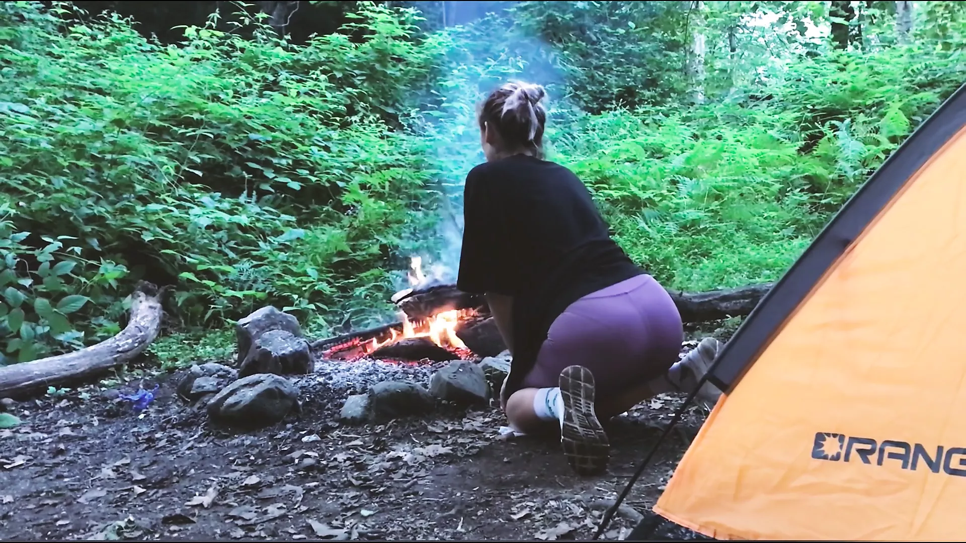 Real Sex in the forest. Fucked a tourist in a tent - porn video  