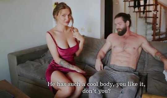 ⁣Russian woman brazenly cheats on his boyfriend with a bearded man 
