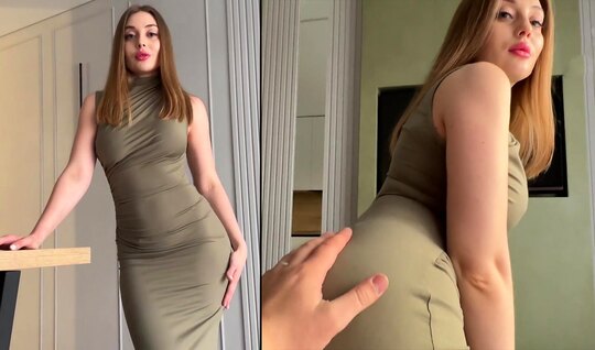 Russian bitch in a gorgeous dress wants to suck and fuck 